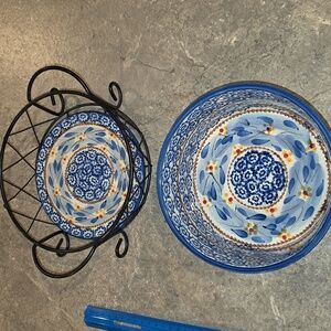 (J30) Temptations Blue and White Patterned Bowl Set
